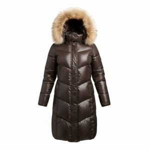Marc New York Black Feather Down Jacket with Faux Fur Trim